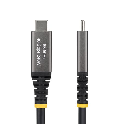 StarTech.com - USB cable - 24 pin USB-C (M) to 24 pin USB-C (M) - USB4 / Thunderbolt / DisplayPort 2.1 - active, up to 40 Gbps data transfer rate, 4K240Hz support, 8K60Hz support, Power Delivery 3.1 support, extended power range (EPR) - black — view 3