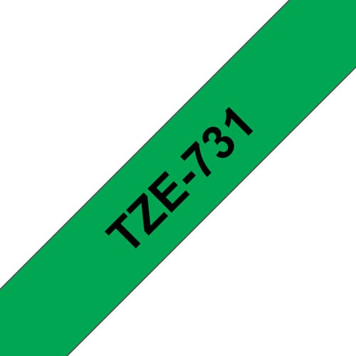 Brother TZe-731 - Black on green - Roll (1.2 cm x 8 m) 1 cassette(s) laminated tape - for Brother PT-D210, D600, H110, P750, P-Touch PT-1005, D450, E310, P-Touch Cube Pro PT-P910