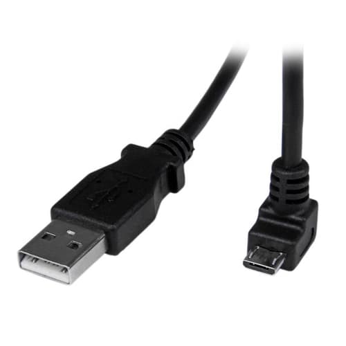 StarTech.com 2m Micro USB Cable Cord - A to Down Angle Micro B - Down Angled Micro USB Cable - 1x USB A (M), 1x USB Micro B (M) - Black (USBAUB2MD) - USB cable - Micro-USB Type B (M) to USB (M) - USB 2.0 - 2 m - 90� connector, molded - black — view 1