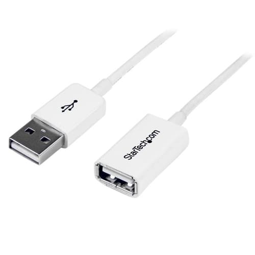 StarTech.com 1m White USB 2.0 Extension Cable Cord - A to A - USB Male to Female Cable - 1x USB A (M), 1x USB A (F) - White, 1 meter (USBEXTPAA1MW) - USB extension cable - USB (F) to USB (M) - USB 2.0 - 1 m - molded - white - for P/N: MSDREADU2OTG, USBEXTPAA2MW, USBEXTPAA3MW, USBPAUB1MW, USBPAUB2MW, USBPAUB50CMW