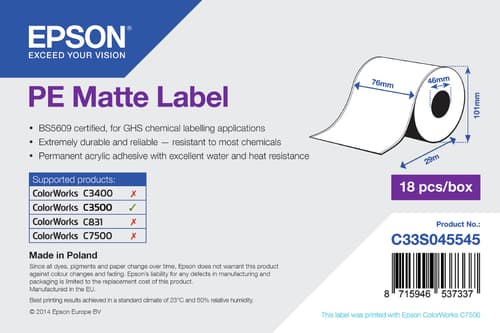 Epson PE - Matt labels - Roll (7.6 cm x 29 m) - 1 roll(s) - for TM C3500
