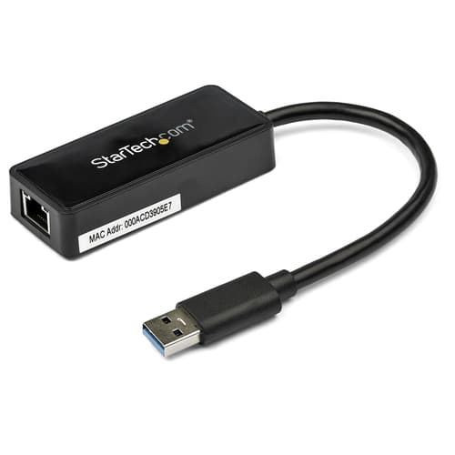 StarTech.com USB 3.0 Ethernet Adapter - USB 3.0 Network Adapter NIC with USB Port - USB to RJ45 - USB Passthrough (USB31000SPTB) - Network adapter - USB 3.0 - Gigabit Ethernet - black - for P/N: TB33A1C — view 1