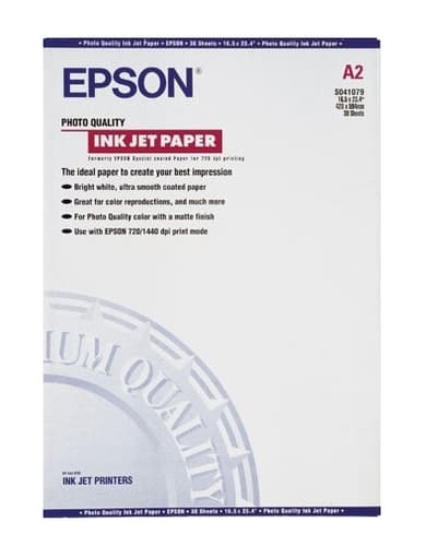 Epson Media, Media, Sheet paper, Photo Quality Ink Jet Paper, Graphic Arts - Graphic and Signage Paper, A2, 102 g/m2, 30 Sheets