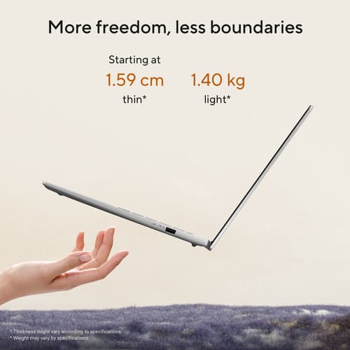 ASUS VivoBook S14 M3407HA-LY014W - AMD Ryzen 5 - 220 / up to 4.9 GHz - Win 11 Home - Radeon 740M - 16 GB RAM - 512 GB SSD NVMe - 14" 1920 x 1200 - Wi-Fi 6, Bluetooth - cool silver — view 9
