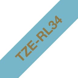 Brother TZe-RL34 - Satin - gold on light blue - Roll (1.2 cm x 4 m) 1 cassette(s) ribbon tape - for Brother PT-D210, D600, H110, P-Touch PT-1005, 1880, E310, E800, P-Touch Cube Plus PT-P710