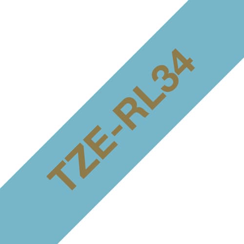 Brother TZe-RL34 - Satin - gold on light blue - Roll (1.2 cm x 4 m) 1 cassette(s) ribbon tape - for Brother PT-D210, D600, H110, P-Touch PT-1005, 1880, E310, E800, P-Touch Cube Plus PT-P710