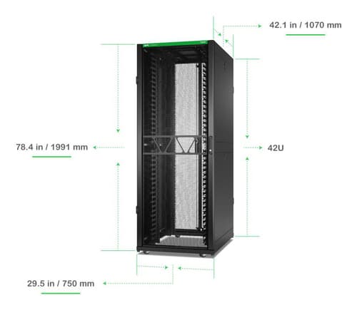 APC NetShelter SX - Rack cabinet - 1991H x 750W x 1070D mm, with sides - floor-standing - black - 42U - 19" - TAA Compliant — view 7