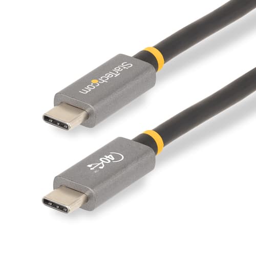 StarTech.com 3ft (1m) USB4 Cable, USB-IF Certified USB-C Cable, 40 Gbps, USB Type-C Data Transfer Cable, 100W Power Delivery, 8K 60Hz, Compatible w/Thunderbolt 4/3/USB 3.2 - USB C to C cable (CC1M-40G-USB-CABLE) - USB cable - 24 pin USB-C (M) to 24 pin USB-C (M) - USB 2.0 / USB 3.1 / USB 3.2 / USB4 / Thunderbolt 3 / Thunderbolt 4 - 1 m - up to 40 Gbps data transfer rate, USB Power Delivery (100W), 4K support, 8K support - black