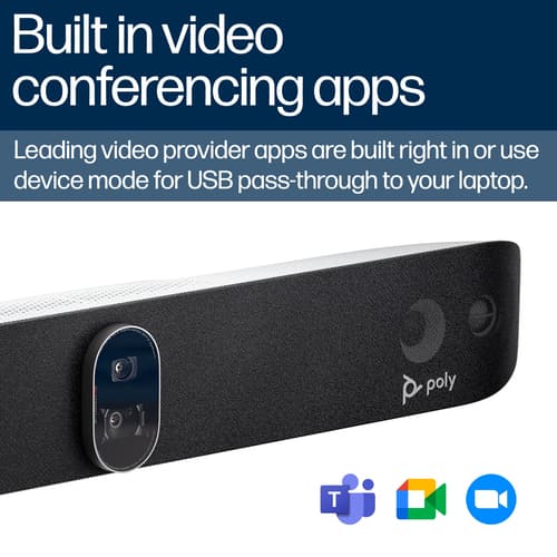 Poly Studio X72 - Without power cord - video conferencing kit (video bar, Poly TC10 touch controller) - Zoom Certified, Certified for Microsoft Teams - black - TAA Compliant — view 6