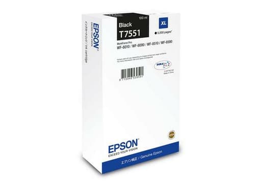 Epson T7551 - 100 ml - XL size - black - original - ink cartridge - for WorkForce Pro WF-8090, WF-8590