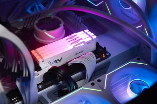 Kingston FURY Beast RGB - DDR5 - module - 16 GB - DIMM 288-pin - 6400 MHz / PC5-51200 - CL32 - 1.4 V - unbuffered - on-die ECC - white — view 8