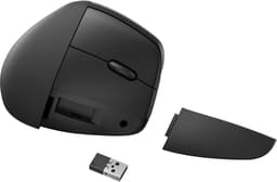 HP 925 - Vertical mouse - ergonomic - 6 buttons - wireless - Bluetooth 5.3, 2.4 GHz - USB wireless receiver - black - 100% paper-based packaging