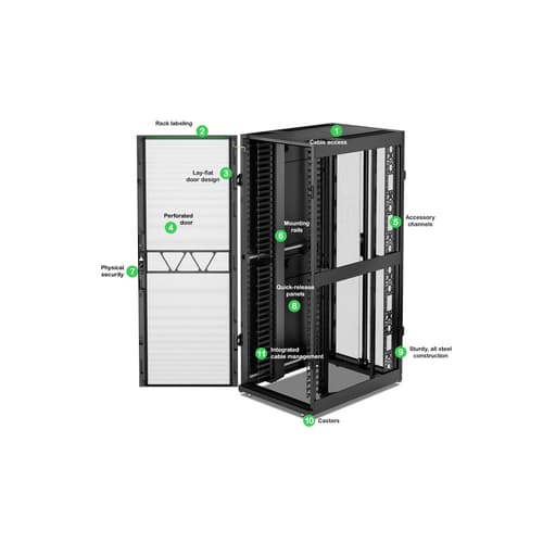 APC NetShelter SX - Rack cabinet - 1991H x 750W x 1070D mm, with sides - floor-standing - black - 42U - 19" - TAA Compliant — view 6