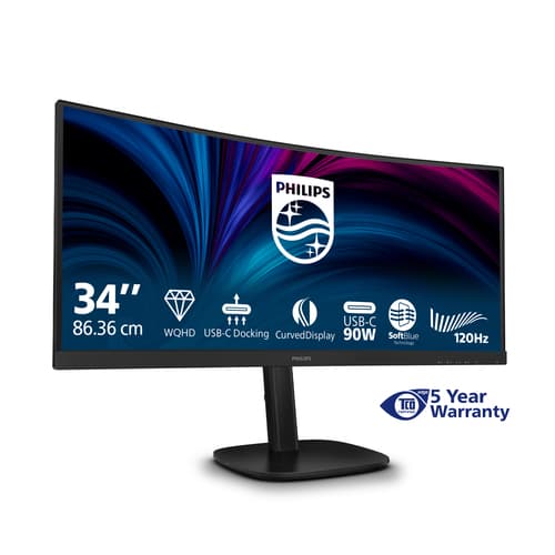 Philips 34B2U3600C - 3000 Series - LED monitor - curved - 34" - 3440 x 1440 WQHD @ 120 Hz - VA - 3500:1 - HDMI, DisplayPort, USB-C - speakers - textured black — view 5