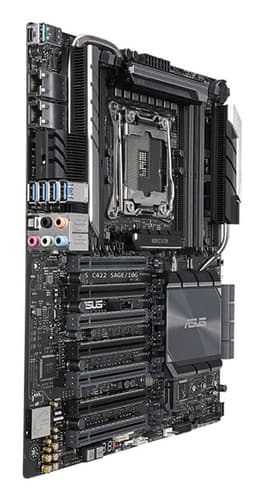 ASUS WS C422 SAGE/10G - Motherboard - SSI CEB - LGA2066 Socket - C422 Chipset - USB 3.1 Gen 1, USB-C Gen2, USB 3.1 Gen 2 - 2 x 10 Gigabit LAN - HD Audio (8-channel) — view 3