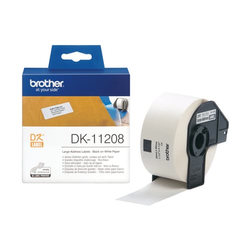Brother DK-11208 - Black on white - 400 address labels - for Brother QL-1050, 1060, 1110, 500, 550, 560, 570, 580, 600, 650, 700, 710, 720, 820