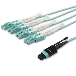 StarTech.com MTP to LC Breakout Cable - 6 ft / 2m - OM3 Multimode - 40Gb - Pull Tab - Plenum - MPO / MTP Connector - Fiber Optic Cable (MPO8LCPL2M) - Breakout cable - MTP/MPO multi-mode (F) push/pull to LC multi-mode (M) push/pull - 2 m - fibre optic - 50 / 125 micron - OM3 - plenum - aqua