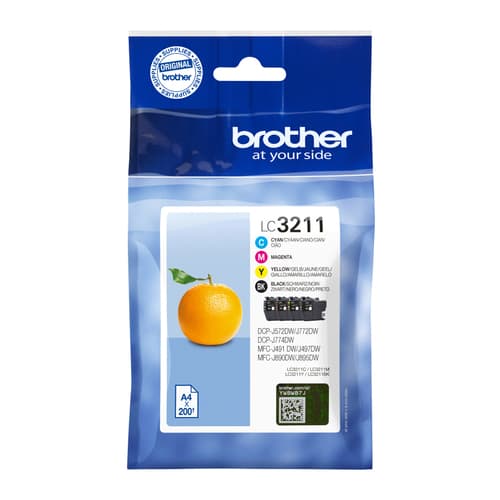 Brother LC3211 Value Pack - 4-pack - black, yellow, cyan, magenta - original - ink cartridge - for Brother DCP-J572, DCP-J772, DCP-J774, MFC-J890, MFC-J895