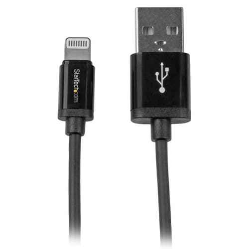 StarTech.com 1m (3ft) Black Apple 8-pin Lightning Connector to USB Cable for iPhone / iPod / iPad - Charge and Sync Cable - 1 meter (USBLT1MB) - Lightning cable - Lightning male to USB male - 1 m - double shielded - black - for P/N: ST7C51224, ST7C51224EU
