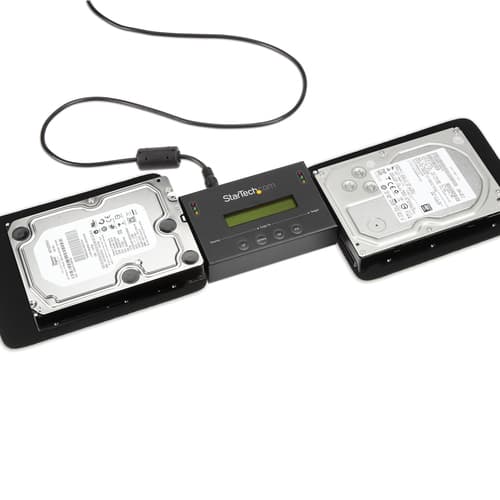 StarTech.com 1:1 Hard Drive Duplicator and Eraser for 2.5" & 3.5" SATA HDD SSD - LCD & RS-232 �- 14GBpm Duplication Speed - Cloner & Wiper (SATDUP11) - Hard drive duplicator - 2 bays (SATA-600) - for P/N: SVA12M5NA — view 5