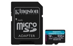 Kingston Canvas Go! Plus - Flash memory card (microSDXC to SD adapter included) - 512 GB - A2 / Video Class V30 / UHS-I U3 / Class10 - microSDXC UHS-I
