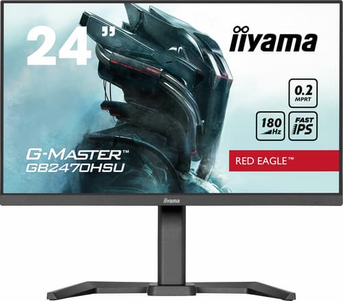 iiyama G-MASTER Red Eagle GB2470HSU-B6 - LED monitor - gaming - 24" (23.8" viewable) - 1920 x 1080 Full HD (1080p) @ 180 Hz - Fast IPS - 300 cd/m� - 1000:1 - 0.2 ms - HDMI, DisplayPort - speakers - black, matte