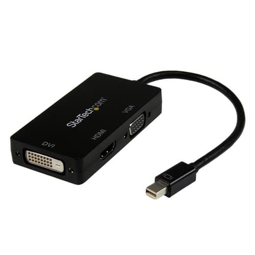 StarTech.com 3 in 1 Mini DisplayPort Adapter - 1080p - Mini DP / Thunderbolt to HDMI / VGA / DVI Splitter for Your Monitor (MDP2VGDVHD) - Adapter - Mini DisplayPort male to HD-15 (VGA), DVI-D, HDMI female - 27 cm - black - active, 1920 x 1200 (WUXGA) support - for P/N: DKT31CMDPHPD