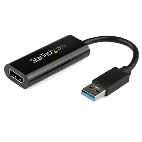 StarTech.com USB 3.0 to HDMI Adapter, 1080p (1920x1200), Slim/Compact USB to HDMI Display Adapter Converter for Monitor, USB Type-A External Video & Graphics Card, Black, Windows Only - USB to HDMI Adapter (USB32HDES) - Adapter cable - TAA Compliant - USB Type A male to HDMI female - 19 cm - black - 1080p support - for P/N: HDDVIMM3, HDMM12, HDMM15, HDMM1MP, HDMM2MP, HDMM3, HDMM3MP, HDMM50A, HDMM6, HDPMM50