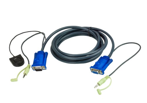 ATEN 2L-5202B - VGA / audio cable - HD-15 (VGA), mini-phone stereo 3.5 mm (M) to HD-15 (VGA), mini-phone stereo 3.5 mm - 1.8 m