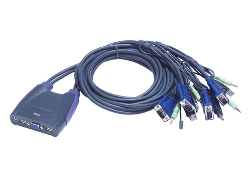 ATEN Petite CS-64U - KVM / audio / USB switch - 4 x KVM / audio / USB - 1 local user - desktop — view 1