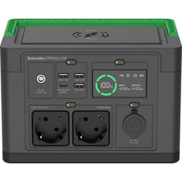 Schneider OffGrid 330 - Portable power station - LCD, lithium-ion, 2 CEE 7/3 schuko outlets, sinewave, 3 USB-A, 1 USB-C, wireless charger - AC 230 V - 330 Watt - Lithium Ion - 332 Wh - output connectors: 2 - black, green