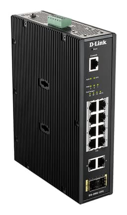 D-Link DIS 200G-12PS - Switch - Managed - 10 x 10/100/1000 (8 PoE+) + 2 x SFP - DIN rail mountable, wall-mountable - PoE+ (240 W) - AC 120/230 V / DC 46 - 54 V