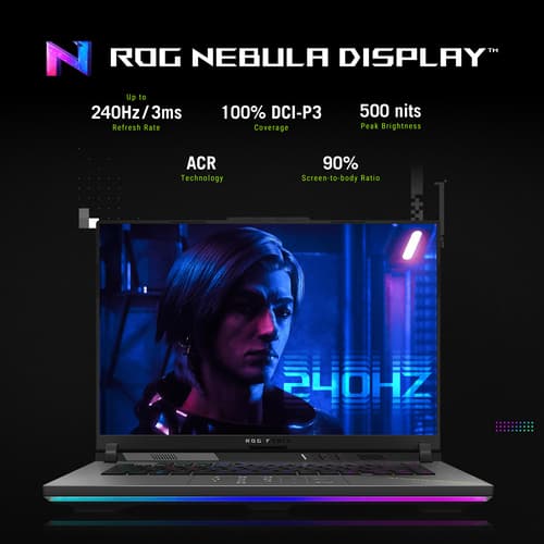 ASUS ROG Strix G16 G614PM-RV007W - AMD Ryzen 9 - 8940HX / up to 5.3 GHz - Win 11 Home - GeForce RTX 5060 - 16 GB RAM - 1 TB SSD NVMe - 16" 1920 x 1200 @ 165 Hz - Gigabit Ethernet - Wi-Fi 6E, Bluetooth - eclipse grey — view 15