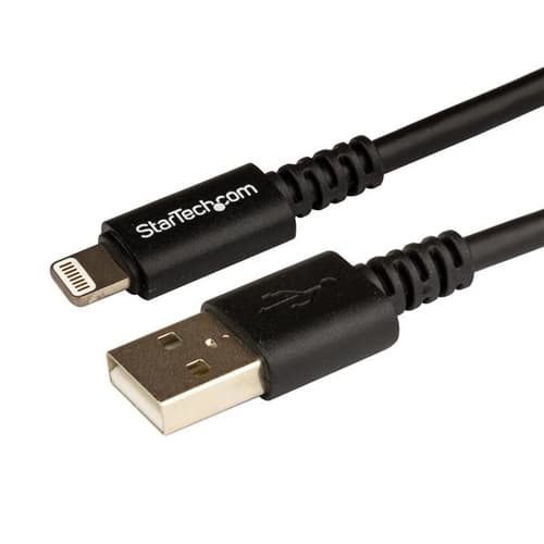 StarTech.com 3m (10ft) Long Black Apple� 8-pin Lightning Connector to USB Cable for iPhone / iPod / iPad - Charge and Sync Cable (USBLT3MB) - Lightning cable - Lightning male to USB male - 3 m - black - for P/N: BOX4CABLE