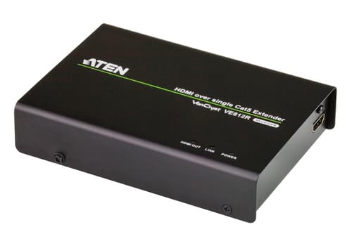 ATEN VanCryst VE812R HDMI Over Single Cat 5 Receiver - Video/audio extender - receiver - HDMI - over CAT 5 - up to 100 m - for ATEN VS1814T HDMI Over Single Cat 5 Splitter, VS1818T HDMI Over Single Cat 5 Splitter