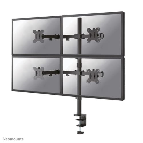 Neomounts FPMA-D550D4 - Mounting kit (grommet mount, desk clamp mount, pole, 4 VESA adapters, 4 arms) - full-motion - for 4 flat panels - black - screen size: 13"-32"