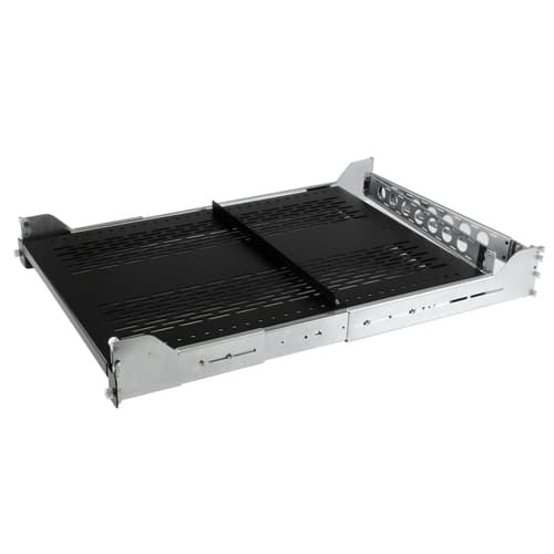 StarTech.com 2U Vented Sliding Server Rack Shelf w/ Cable Management Arm - 27.7 to 31.6in Adjustable Mounting Depth - 50lb - 24in Deep - Rack shelf - black - 2U - 19" - for P/N: RK1233BKM, RK2433BKM, RK2537BKM, RK3236BKF, RK4236BKB, RK4242BK24, RK4242BK30