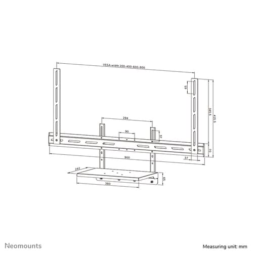 Neomounts AV45-500BL - Mounting kit (mount bracket, shelf support) - for notebook - universal - black - screen size: 43"-110" - VESA-mountable — view 21