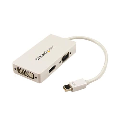 StarTech.com Travel A/V Adapter: 3-in-1 Mini DisplayPort to VGA DVI or HDMI Converter - White (MDP2VGDVHDW) - Video converter - DisplayPort - DVI, HDMI, VGA - white - for Apple MacBook Air