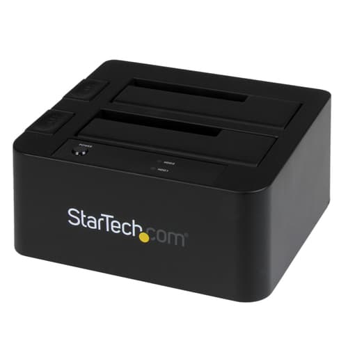 StarTech.com Dual-Bay USB 3.0 eSATA to SATA Hard Drive Docking Station, USB Hard Drive Dock, External 2.53.5 SATA IIIIII, SSDHDD Docking Station, Hot-Swap Hard Drive Bays - Top-Loading - Storage controller - 2.5", 3.5" - SATA 6Gb/s - eSATA 6Gb/s, USB 3.0 - black - for P/N: SVA12M5NA