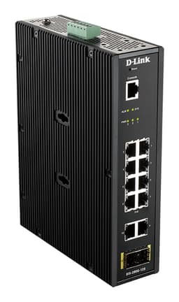 D-Link DIS 200G-12S - Switch - Managed - 10 x 10/100/1000 + 2 x SFP - DIN rail mountable, wall-mountable - AC 120/230 V / DC 46 - 54 V