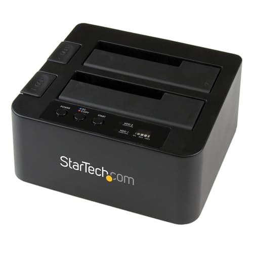 StarTech.com Dual Bay Hard Drive Duplicator, Standalone USB 3.0 (5 Gbps) eSATA to 2.53.5 SATA III HDDSSD ClonerCopier, Hard Drive Docking Station - Hard Disk Cloner - Storage controller - 2.5", 3.5" - SATA 6Gb/s - USB 3.0 - black - for P/N: SVA12M5NA