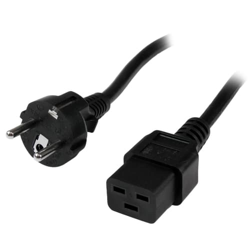 StarTech.com 2m (6ft) Computer Power Cord, 16AWG, EU Schuko to C19 Power Cord, 16A 250V, Black Replacement AC Cord, TV/Monitor Power Cable, Schuko CEE 7/7 to IEC 60320 C19 Power Cord - PC Power Supply Cable - Power cable - IEC 60320 C19 to power CEE 7/7 (M) - AC 250 V - 2 m - molded - black