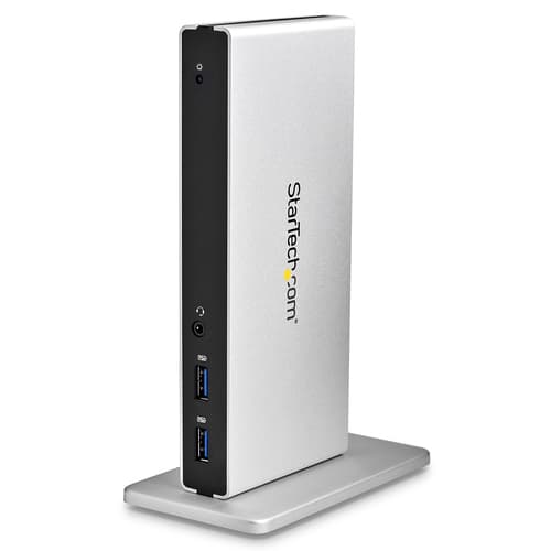 StarTech.com Dual Monitor USB 3.0 Docking Station w/ DVI to VGA & HDMI Adapters, 5x USB 3.0 & Audio - Vertical DVI Dock for Mac & Windows (USB3SDOCKDD) - Docking station - USB - DVI - 1GbE - for P/N: ARMBARDUO, ARMDUAL, ARMDUAL30, ARMSLIMDUO, TB33A1C