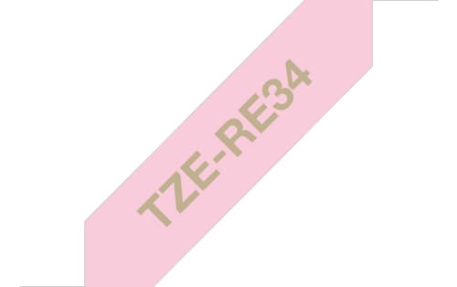 Brother TZe-RE34 - Gold on pink - Roll (1.2 cm x 4 m) 1 cassette(s) ribbon tape - for Brother PT-D600, H110, P-Touch PT-E310, P-Touch Cube PT-P300, P-Touch Embellish PT-D215