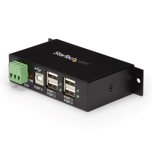 StarTech.com Rackmount USB 2.0 Hub - 4 Port Rugged Industrial USB 2.0 Hub - Hub - 4 x USB 2.0 - DIN rail mountable - DC power - for P/N: ITB20D3250, MSDREADU2OTG, USB2HAB15, USB2HAB30AC, USB2HAB50AC, USB2HABM1, USB2HABM6RA