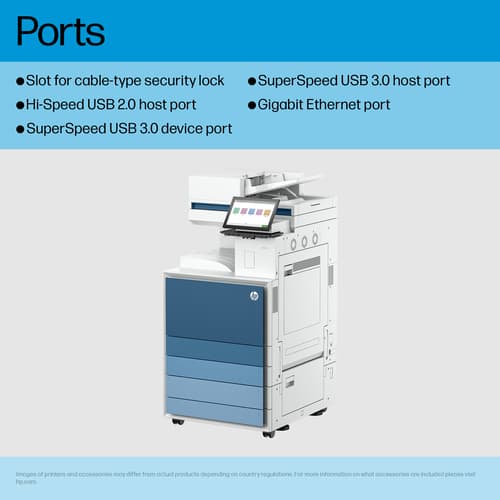 HP LaserJet Enterprise Flow mfp 8601z - Multifunction printer - B/W - laser - A3 (297 x 420 mm), A4 (210 x 297 mm), Legal (216 x 356 mm) (original) - A3/Ledger (media) - up to 70 ppm (copying) - up to 70 ppm (printing) - 2180 sheets - 33.6 Kbps - Gigabit LAN, USB 3.0, USB 2.0 host, USB 3.0 host — view 5
