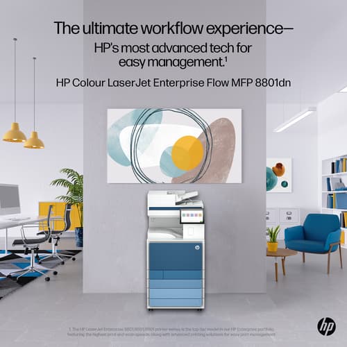 HP LaserJet Enterprise MFP 8801dn - Multifunction printer - colour - laser - A3 (297 x 420 mm) (original) - A3/Ledger (media) - up to 60 ppm (copying) - up to 60 ppm (printing) - 2180 sheets - 33.6 Kbps - Gigabit LAN, USB 3.0, USB 2.0 host, USB 3.0 host — view 7
