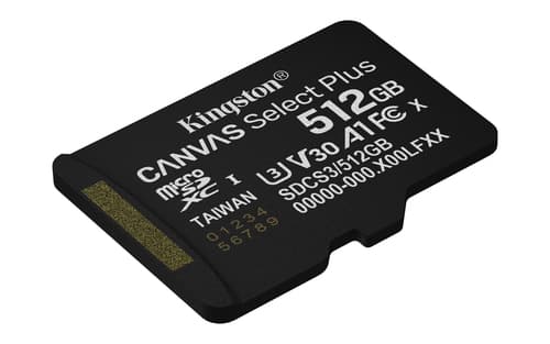 Kingston Canvas Select Plus - Flash memory card (microSDXC to SD adapter included) - 512 GB - A1 / Video Class V30 / UHS Class 3 / Class10 - microSDXC UHS-I — view 5