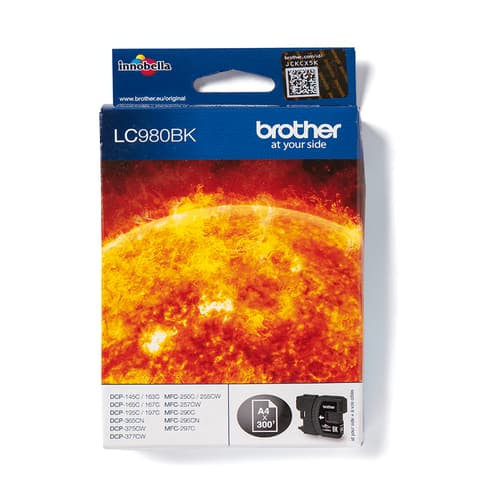Brother LC980BK - Black - original - ink cartridge - for Brother DCP-145, 163, 167, 193, 195, 197, 365, 373, 375, 377, MFC-250, 255, 290, 295, 297